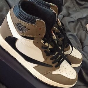 Jordan High-Top Sneakers - Black, White, and Brown